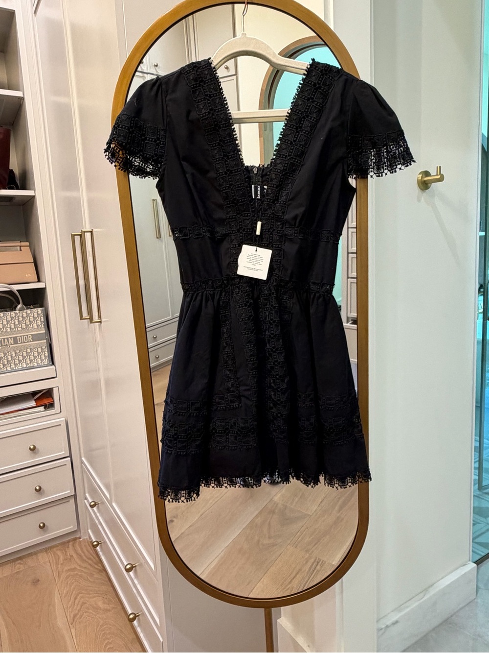 Peixoto Black Crochet-Trim Dress